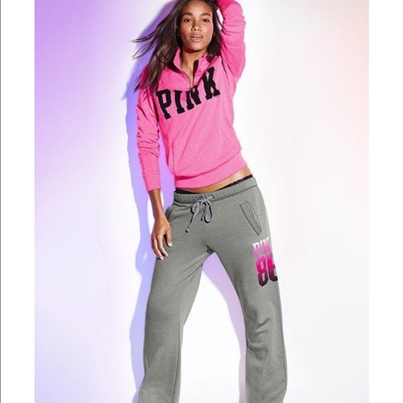 PINK Victoria's Secret Sweaters - Victoria's Secret PINK Half Zip Boyfriend Pullover