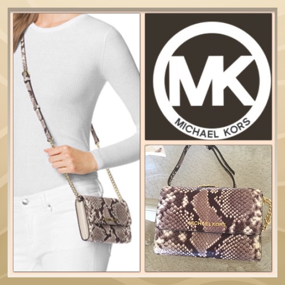 Michael Kors Handbags - Jet Set Large Snake-Embossed Phone Cross-Body Bag