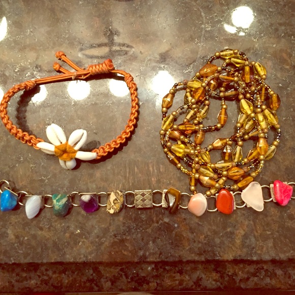Set of three tropical bracelets