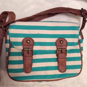 Blue and white stripped satchel