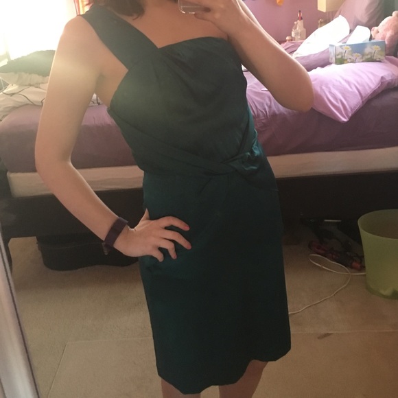 Asymmetric emerald Banana Republic cocktail dress