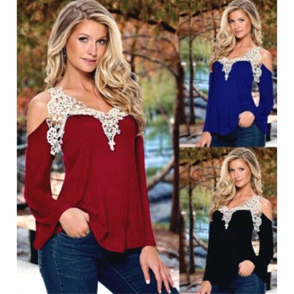 🚫Sold w/ Bundle🚫 Red Lace  Off the Shoulder!• - Picture 3 of 4