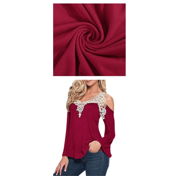 🚫Sold w/ Bundle🚫 Red Lace  Off the Shoulder!• - Picture 4 of 4