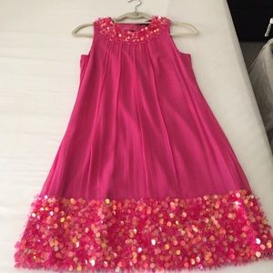 Betsey Johnson flamingo pink beaded evening dress