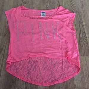 pink short sleeve flowy crop top