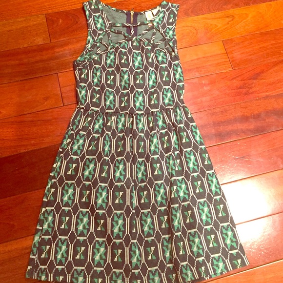green printed dress