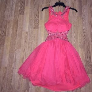 pink, sequined homecoming dress