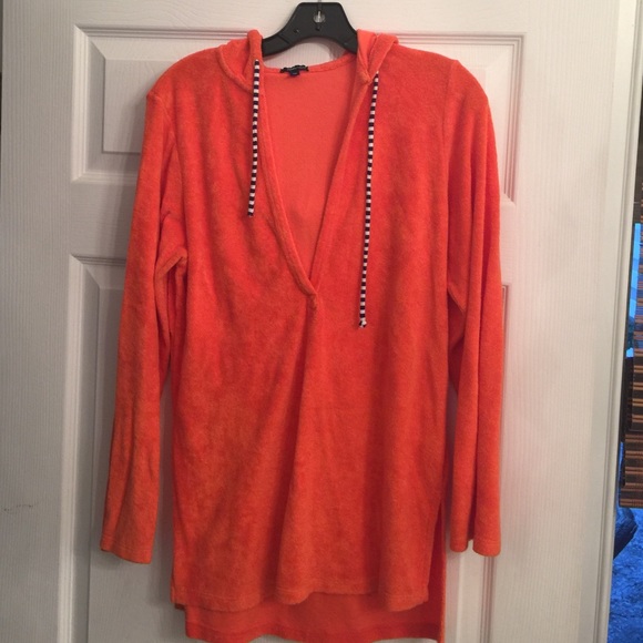 Splendid orange terry cloth hoodie