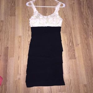 black and white bodycon with gold detailing
