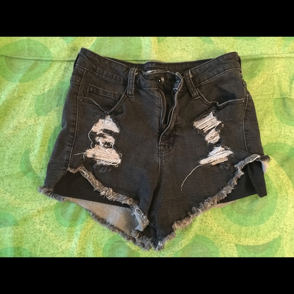 Black Distressed Shorts - Picture 1 of 1