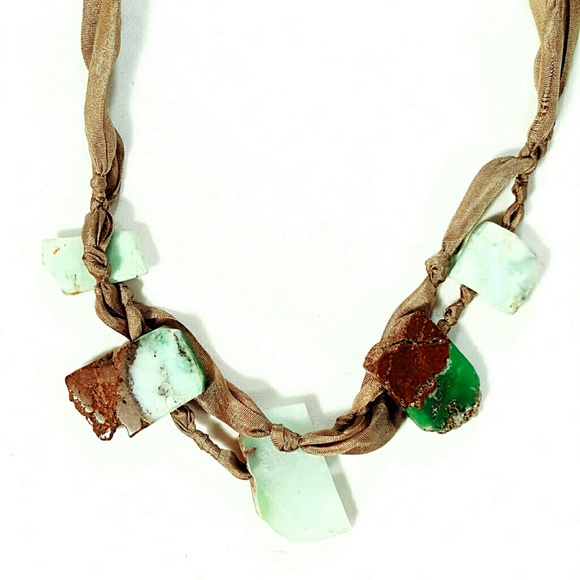 RESERVED FOR APRIL   Silk and Chrysoprase Necklace - Picture 2 of 4