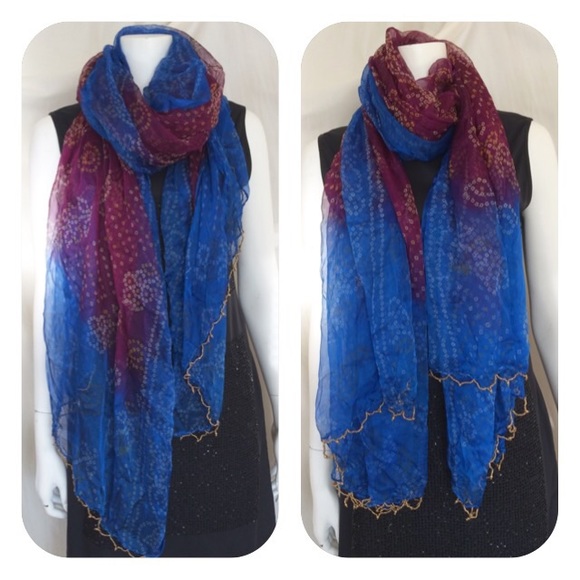 Chiffon Bandhej Long Scarf Shawl