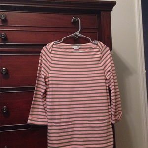 Boden pink and green striped top