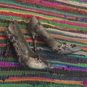 Faux snake skin heels