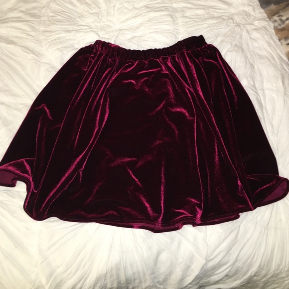 dark red/maroon velvet skirt