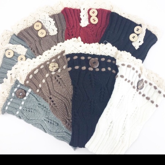 Boot Cuffs Sock w/ Lace and Button Detail - Picture 3 of 3