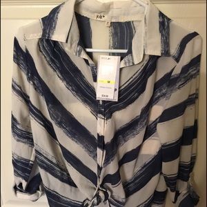 Blue/White striped sheer top