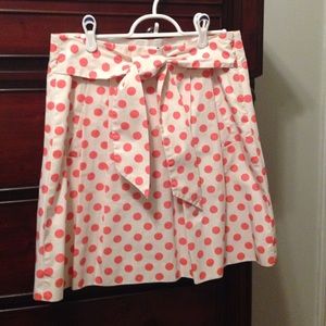 J. Crew coral dotted skirt