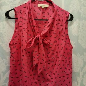Hot pink bow blouse