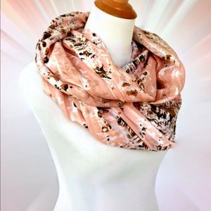 Pink Infinity Cotton Scarf Floral Print Women's