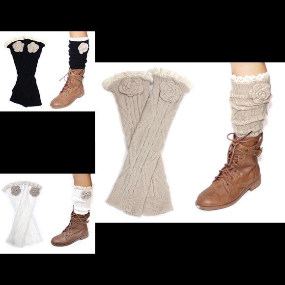 🌸5/$25🌸 Knee High Boot Sock Leg Warmer w/ Flower - Picture 2 of 4