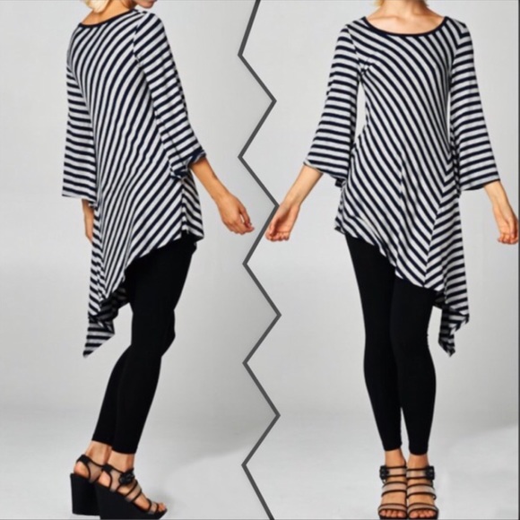 ASYMMETRICAL STRIPED TOP - Picture 2 of 2