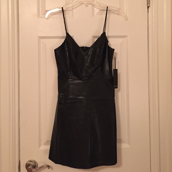 Sexy black faux leather dress