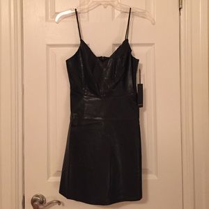 Sexy black faux leather dress