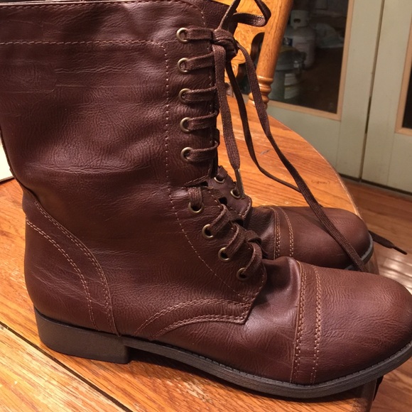 Brown Leather Rampage combat boots