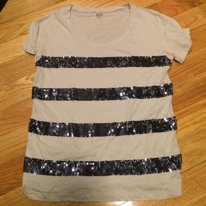 Madewell HI-Line sequin stripe tee shirt
