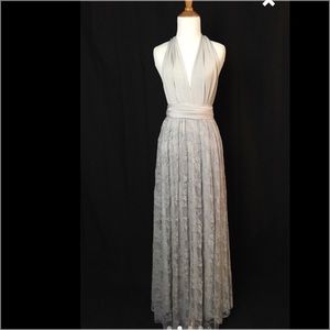 Infinity lace wrap dress grey/silver