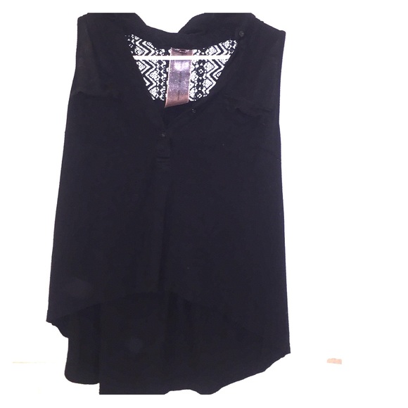 Short sleeve black high low top