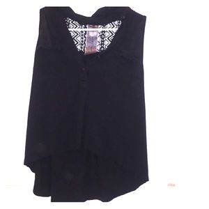 Short sleeve black high low top