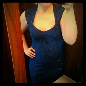 Forever 21 Lace Pattern Blue Bodycon Dress