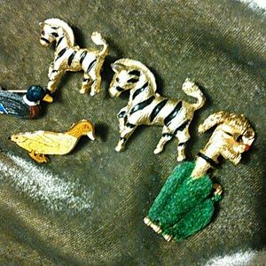 Zebra poodle vintage pin zebra pins Duck pins