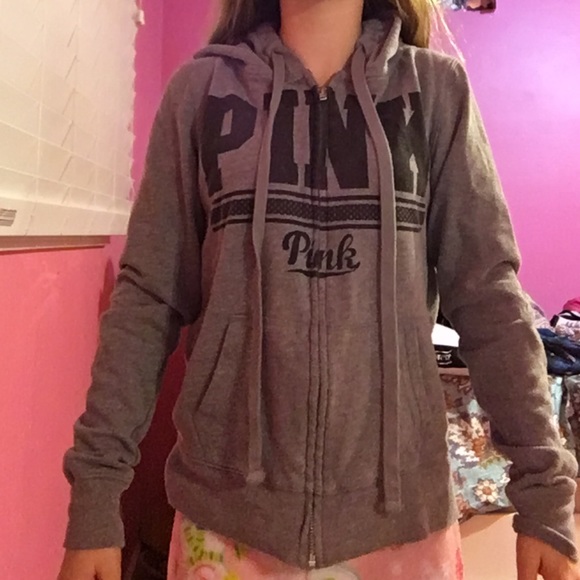Pink Victoria's Secret gray sweatshirt