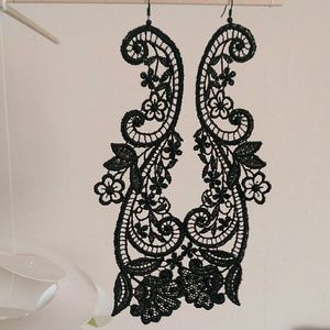 Black lace earrings