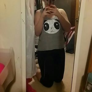Sequin panda crop top/muscle tank