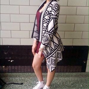 Black and White Printed Cardigan