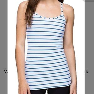 Blue white striped power y tank