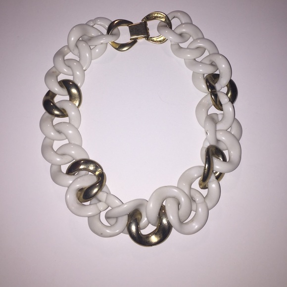 Gold and white chain necklace