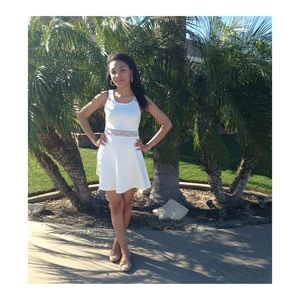 White Skater Dress w Lace Center