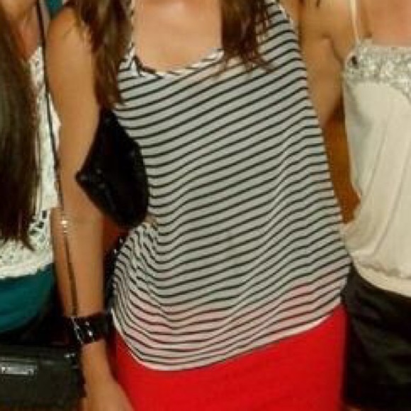 Sheer black & white striped tank