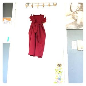 Maroon "paper bag" pencil skirt