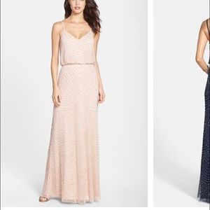 Adrianna Papell embellished bridesmaid dress blush