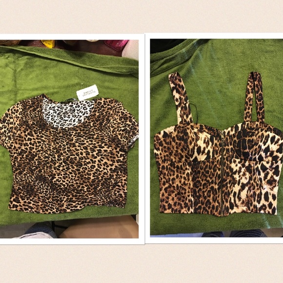 2 leopard crop tops