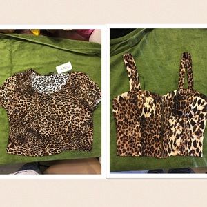 2 leopard crop tops