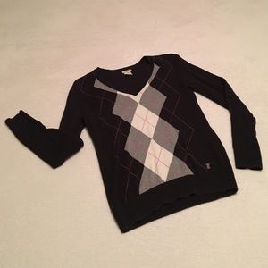 Black Izod v-neck sweater, size M