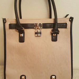 Tan and black bag
