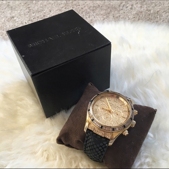 SOLD- Michael Kors pavé python chronograph watch